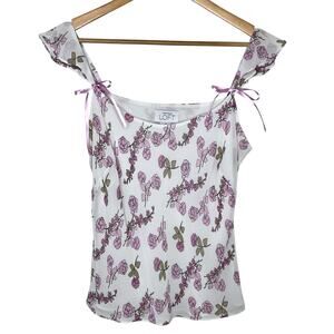 Coquette Floral Cami Top Purple Womens Small Fairy Y2K